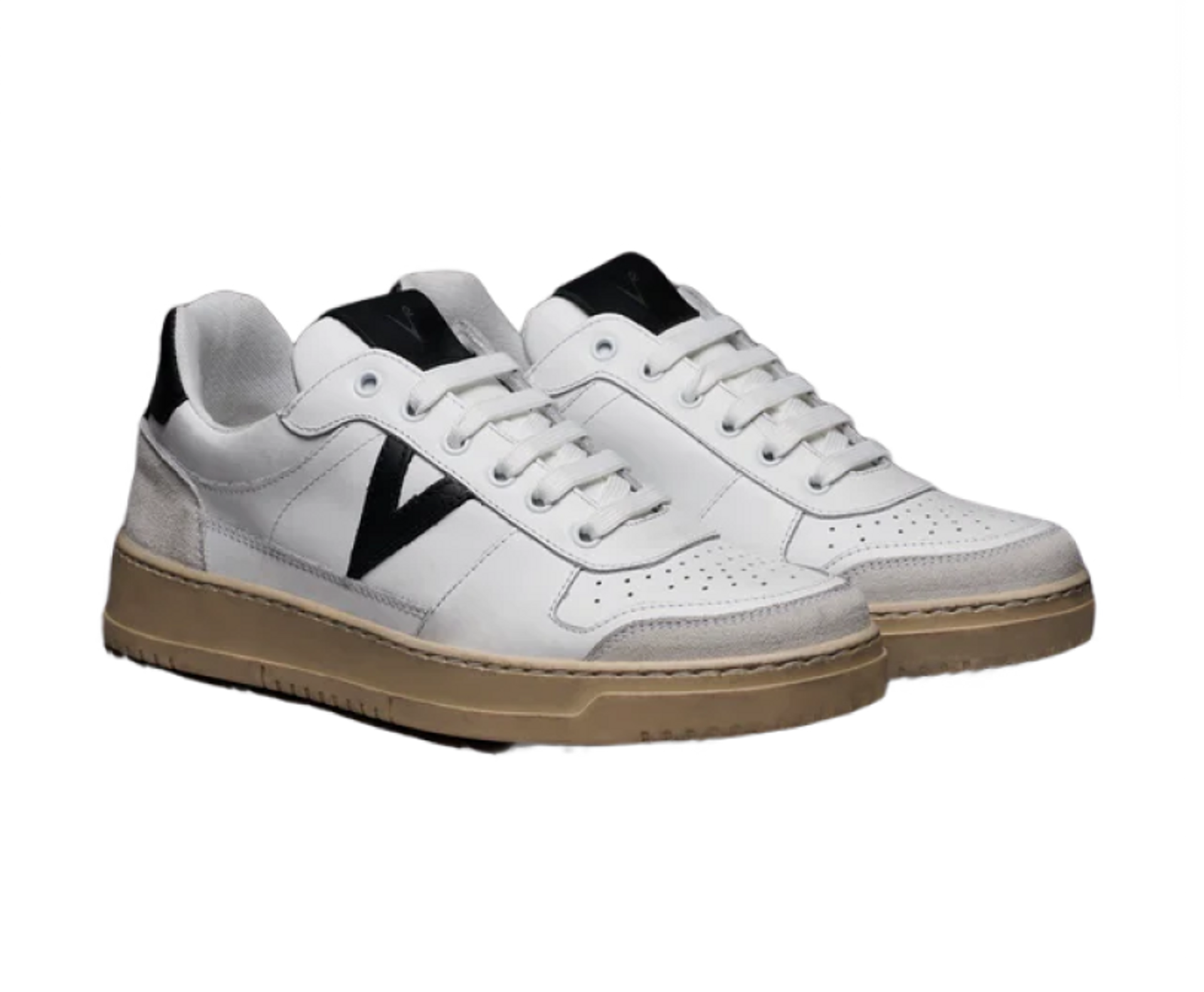 COLLEGE - White sneakers with black back and insert